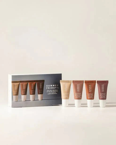 Summer Fridays Mini Neutrals Lip Butter Balm Set – 4-Piece Vegan Hydrating Lip Treatment Collection | 4 × 5 g