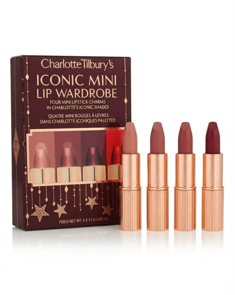 Charlotte Tilbury Iconic Mini Lip Wardrobe – 4 Mini Luxury Lipsticks Gift Set