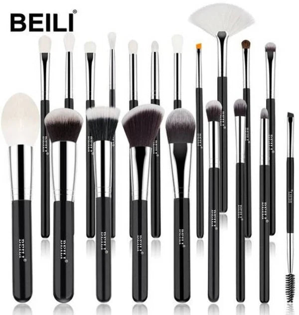 Set of BEILI makeup brushes on a white background
