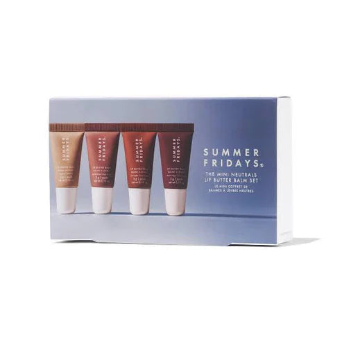 Summer Fridays Mini Neutrals Lip Butter Balm Set – 4-Piece Vegan Hydrating Lip Treatment Collection | 4 × 5 g